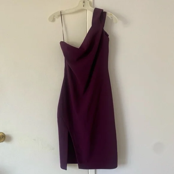 NWOT - Dark Purple One Shoulder Dress by LIKELY SIZE 6 - Picture 2 of 10